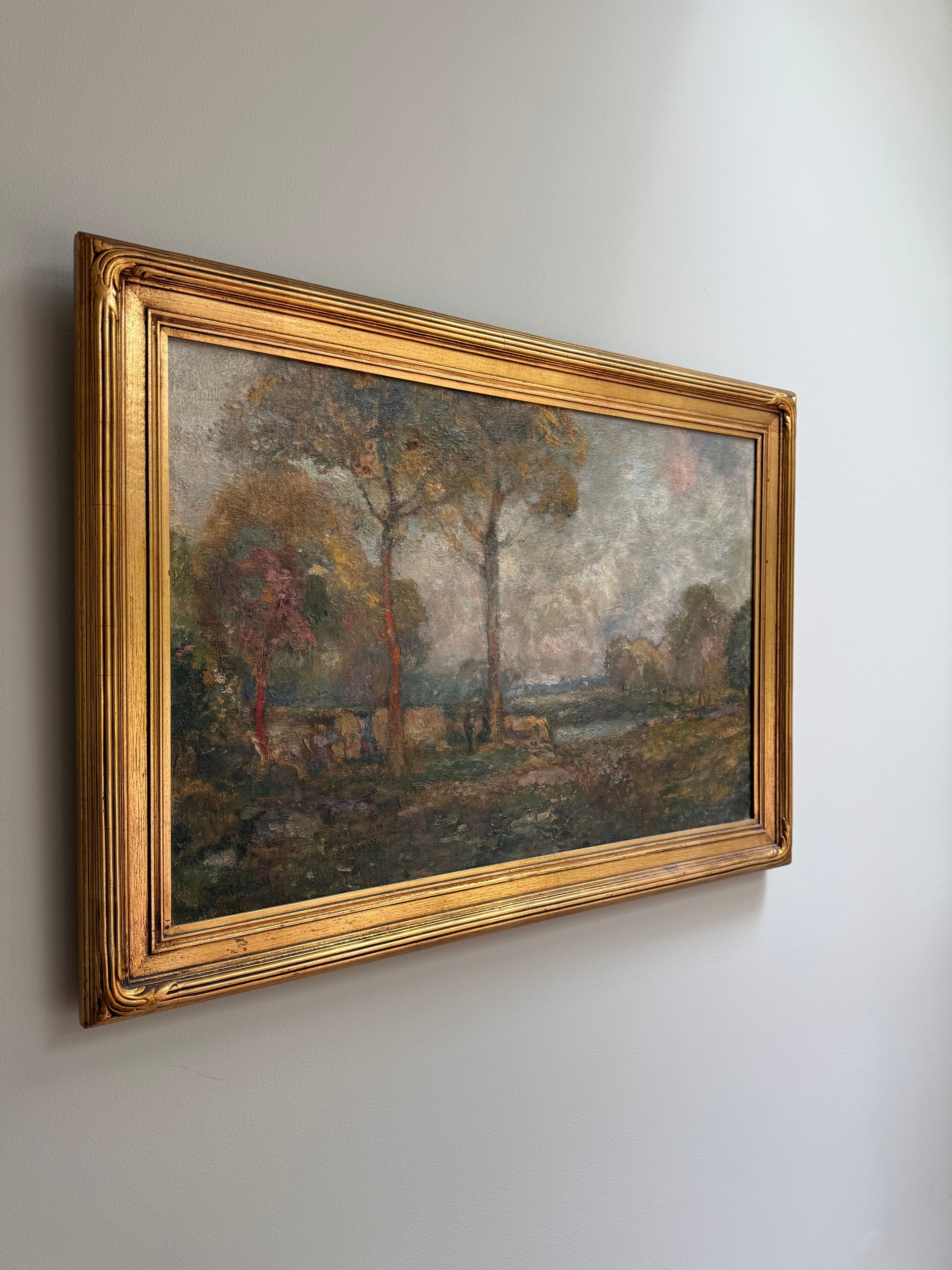 James Cantwell American Tonalist Landscape Oil Painting, Signed, c.1900