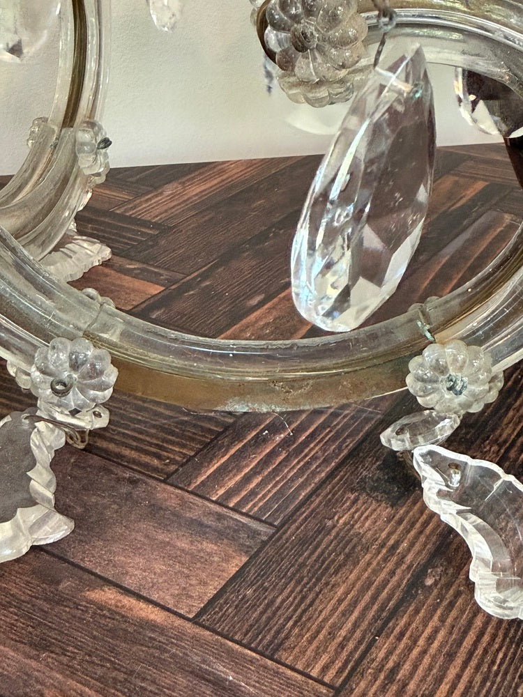 Pair Maria Theresa Style Crystal Two-Light Sconces, Mid 20th Century