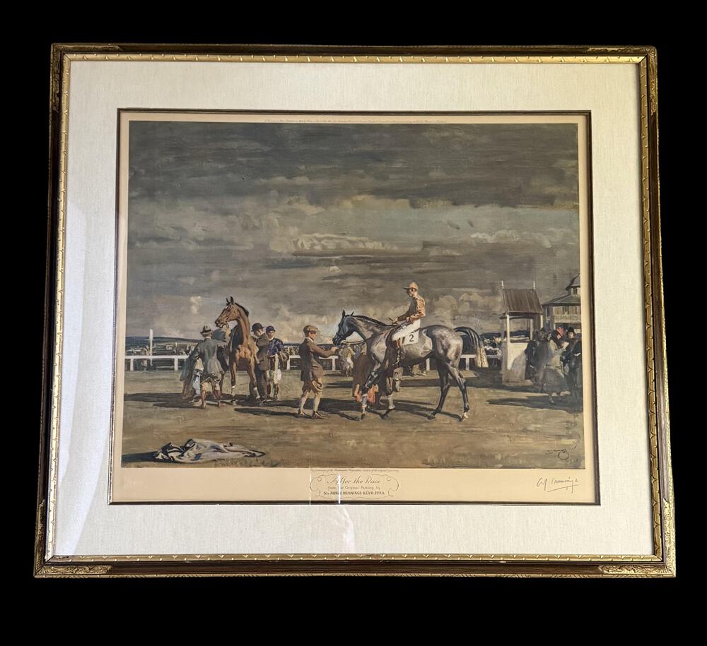 Sir Alfred Munnings, After the Race, Pencil Signed Frost & Reed Chromolithograph