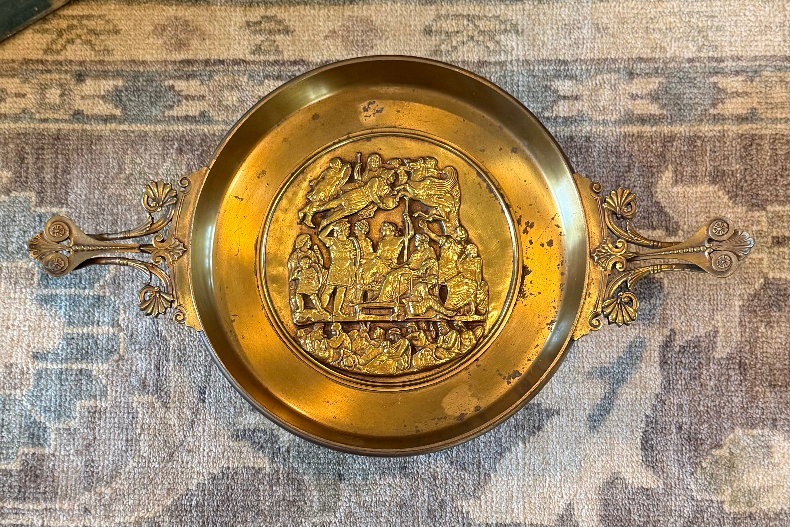 Antique French Brass Tazza — Empire Revival Apotheosis Medallion Late 19th Century