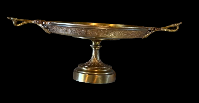 Antique French Brass Tazza — Empire Revival Apotheosis Medallion Late 19th Century
