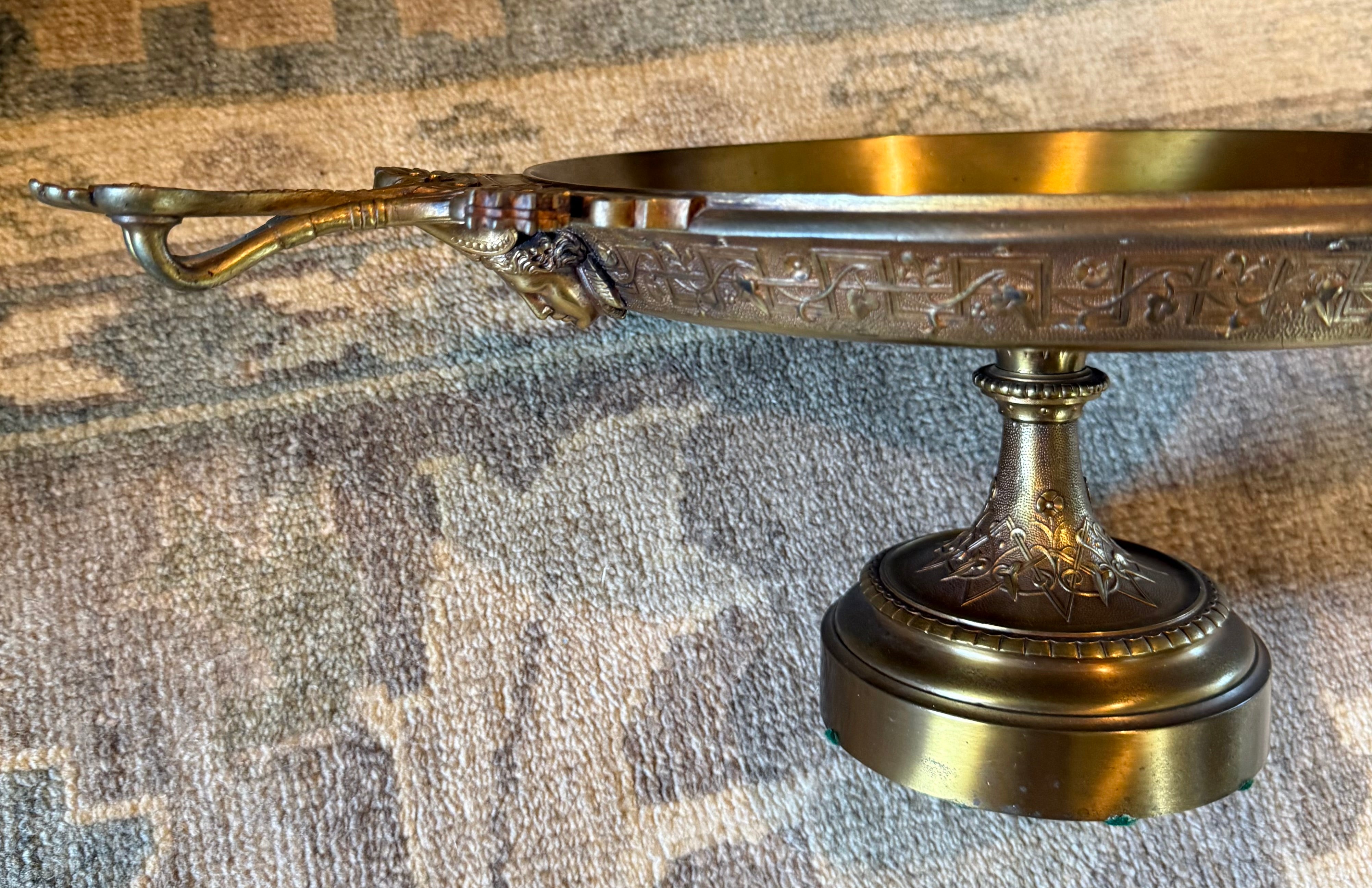 Antique French Brass Tazza — Empire Revival Apotheosis Medallion Late 19th Century