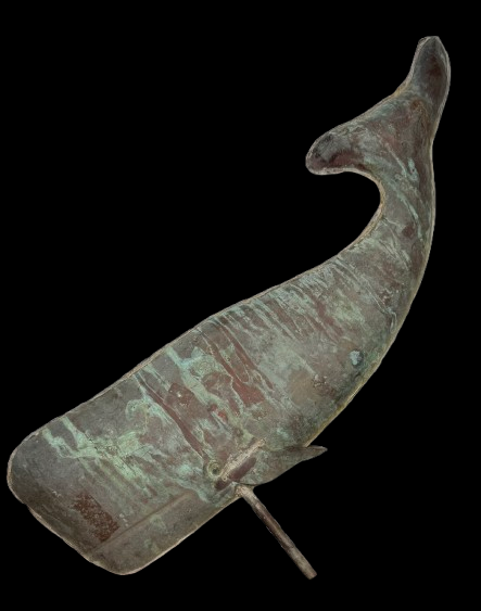 Antique American Copper Sperm Whale Weathervane | Full-Bodied Period Construction Original Verdigris Patina