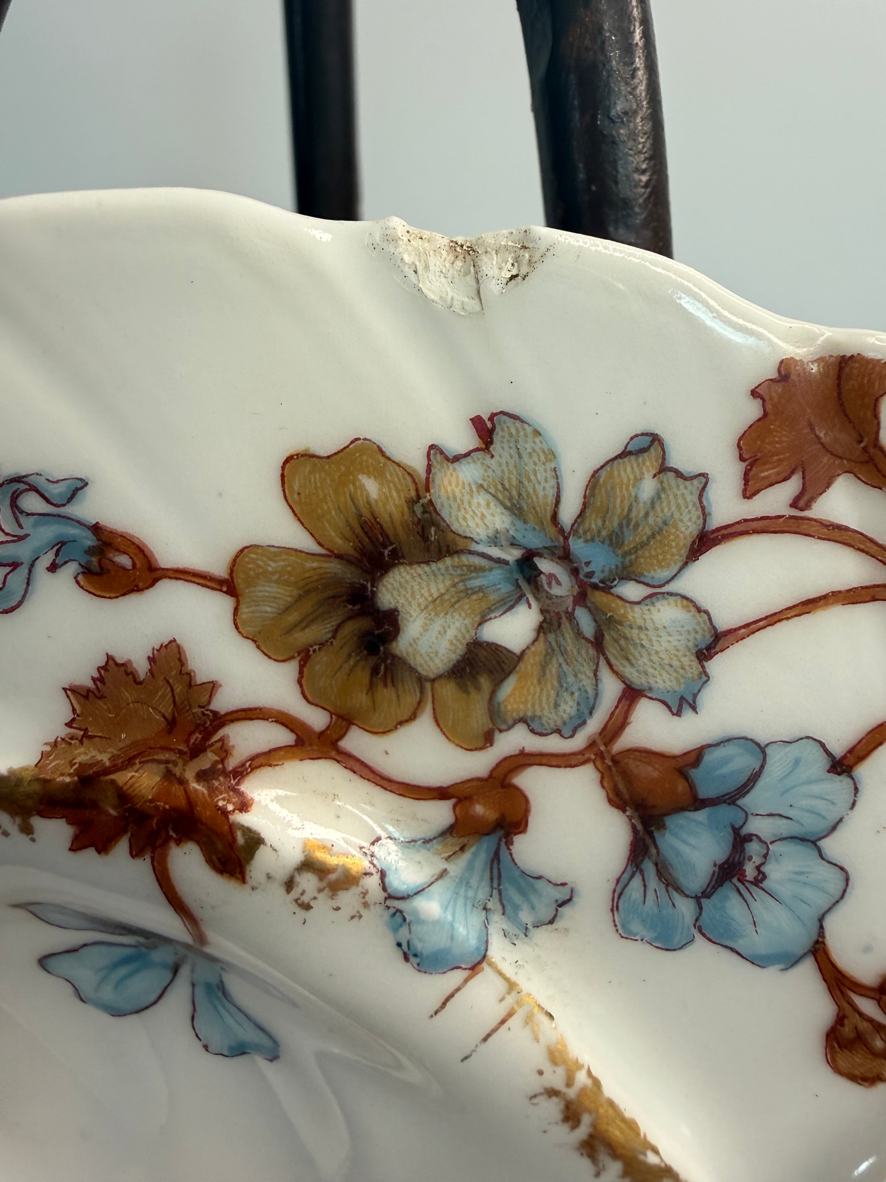 Antique French Limoges Porcelain Oyster Plate — Haviland & Co. Aesthetic Movement Floral c.1885