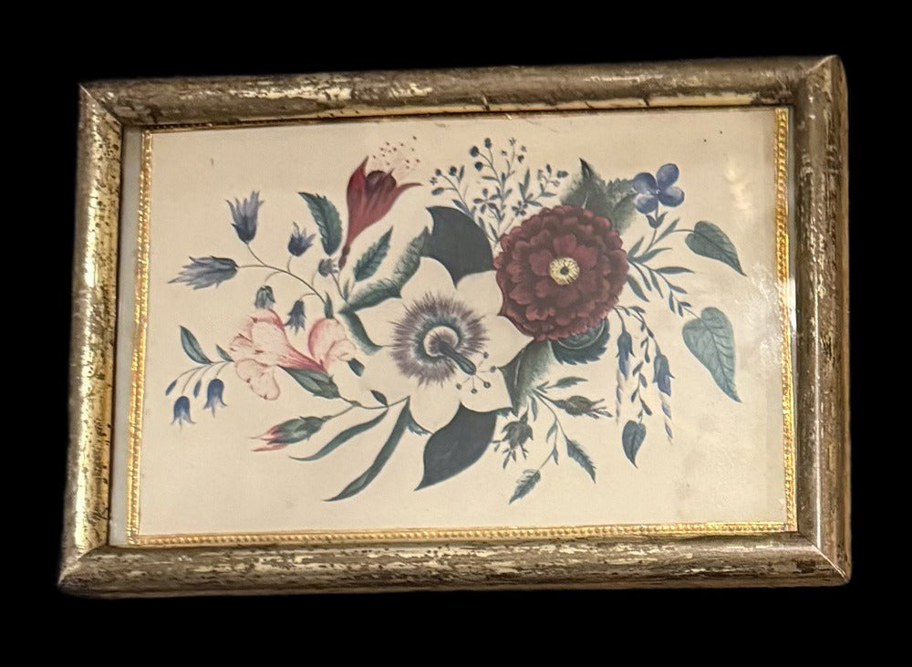 American Watercolor Theorem, Zinnia Passion Flower Bouquet, c. 1830-1860