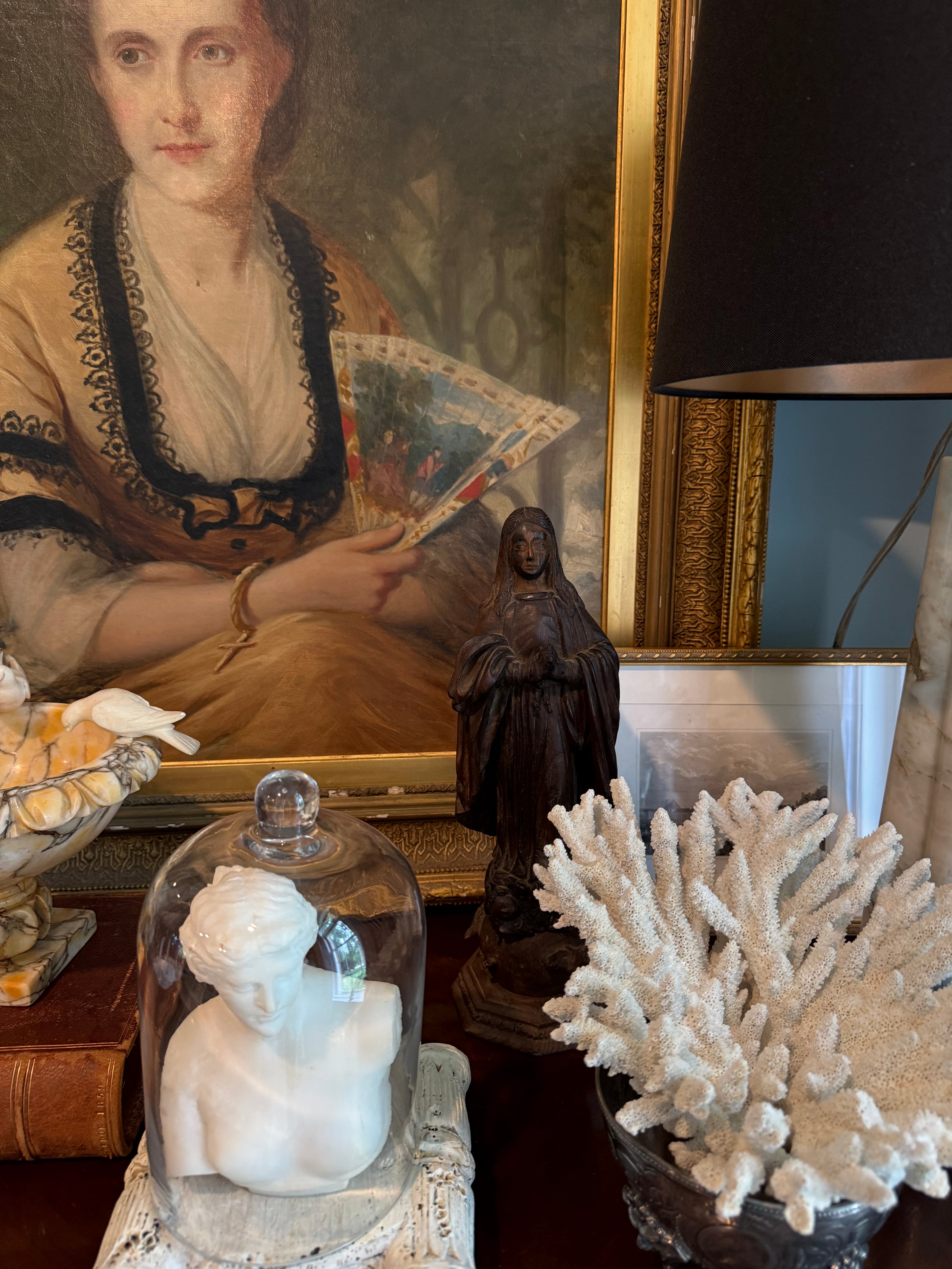 Antique European Walnut Madonna Statue | 18th–19th Century Immaculate Conception