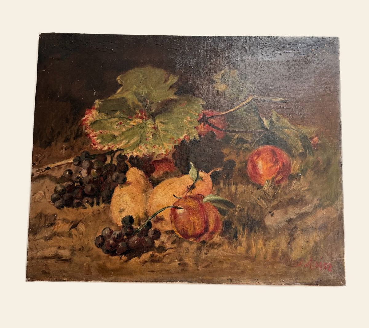 Antique English Fruit Still Life, Oil on Canvas - Signed, c.1900