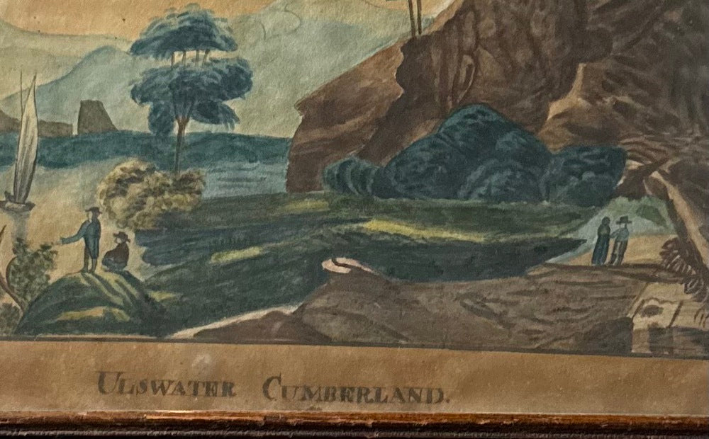 Early 19th C. English Folk Watercolor, Ulswater Cumberland, Period Frame