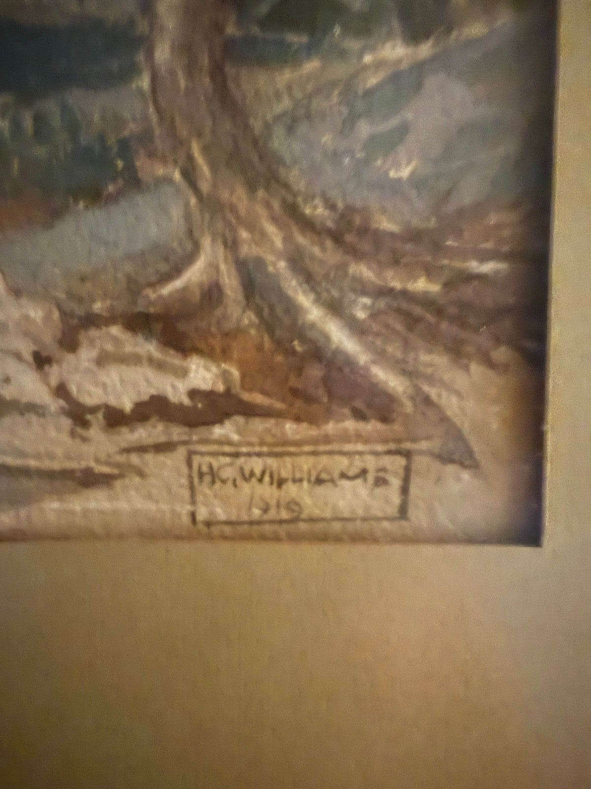 H.C. Williams Watercolor Landscape, River and Autumn Trees, Signed Dated 1910