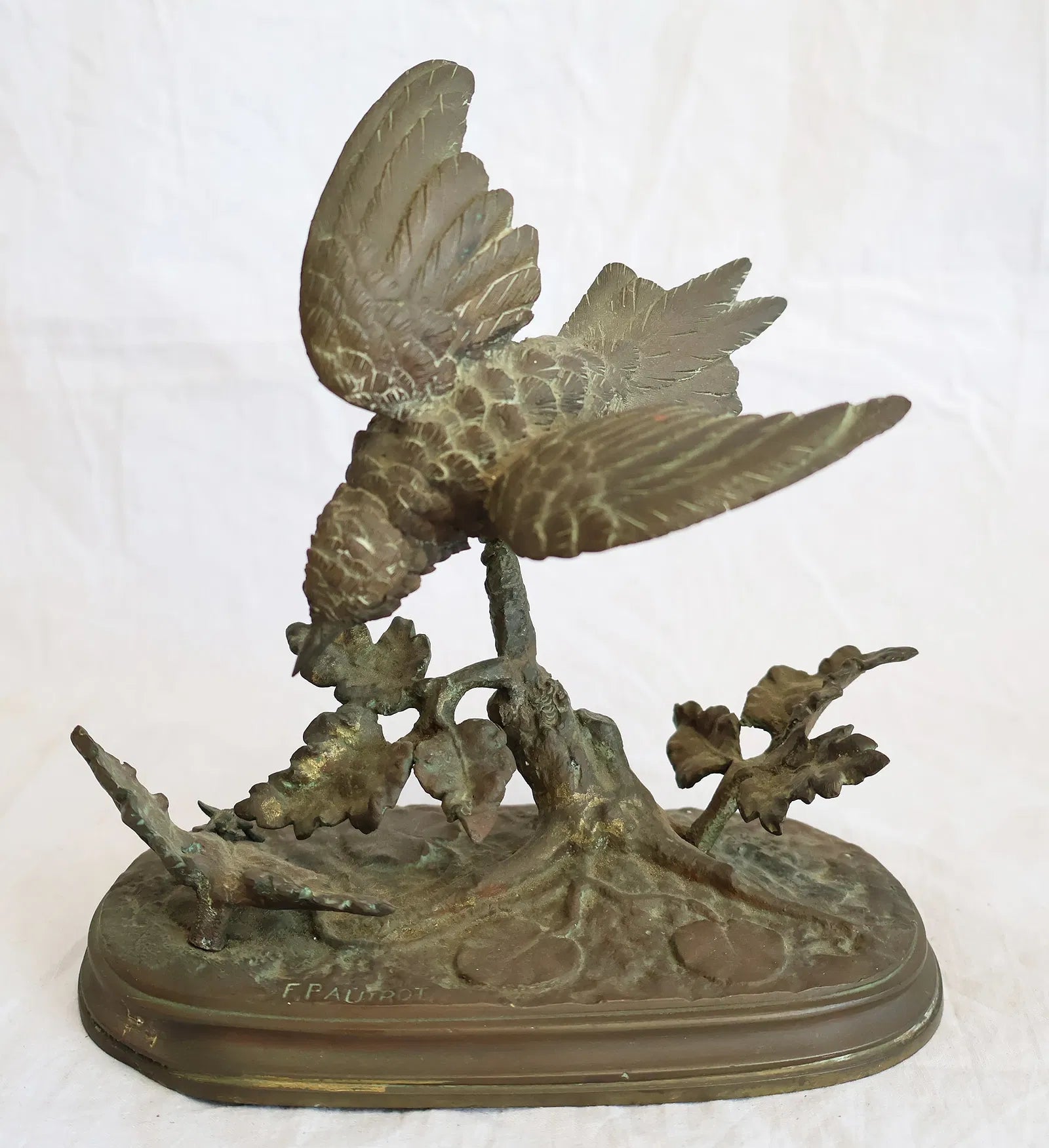 Ferdinand Pautrot, French Bronze Bird Sculpture, Signed F. Pautrot, Animalier, 19th c.