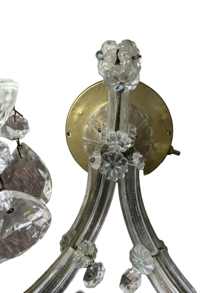 Pair Maria Theresa Style Crystal Two-Light Sconces, Mid 20th Century