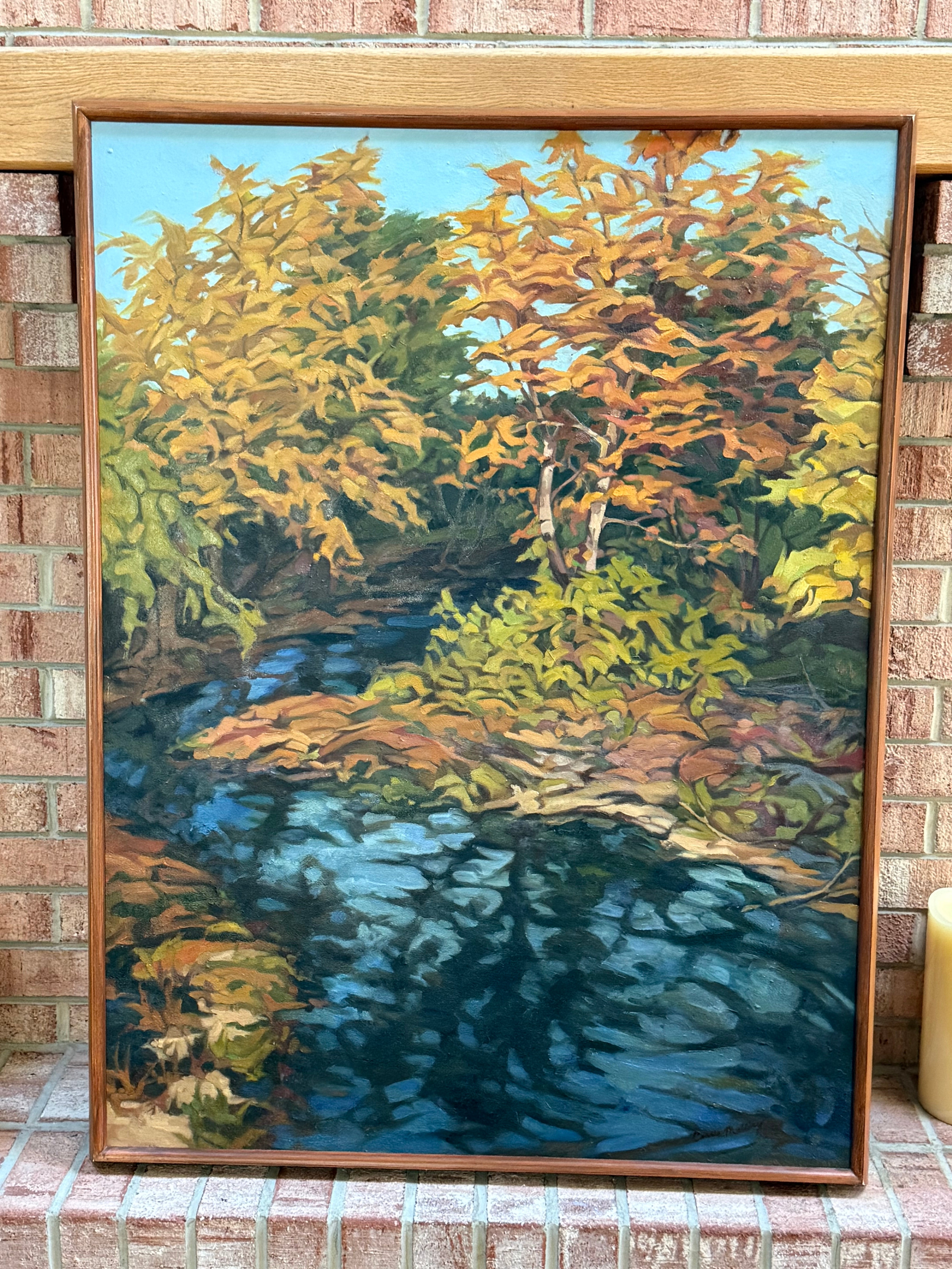 Carole Mallory Oil, Autumn River Landscape, American Impressionist