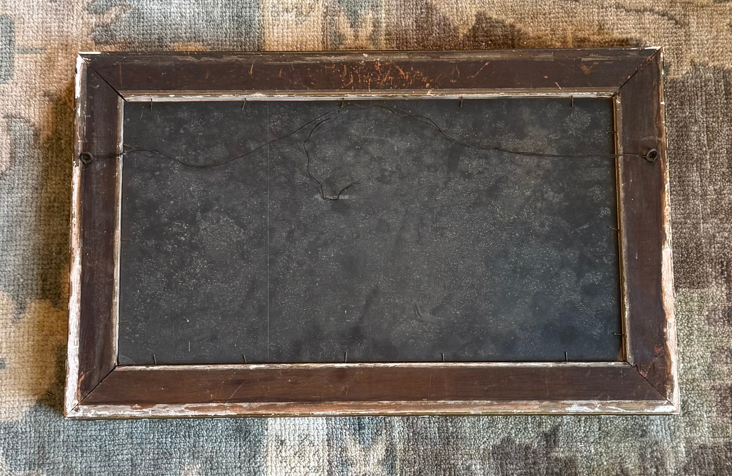 Antique European Oil on Panel River Landscape — Late 19th Century Romantic Tradition Signed Period Gilt Frame