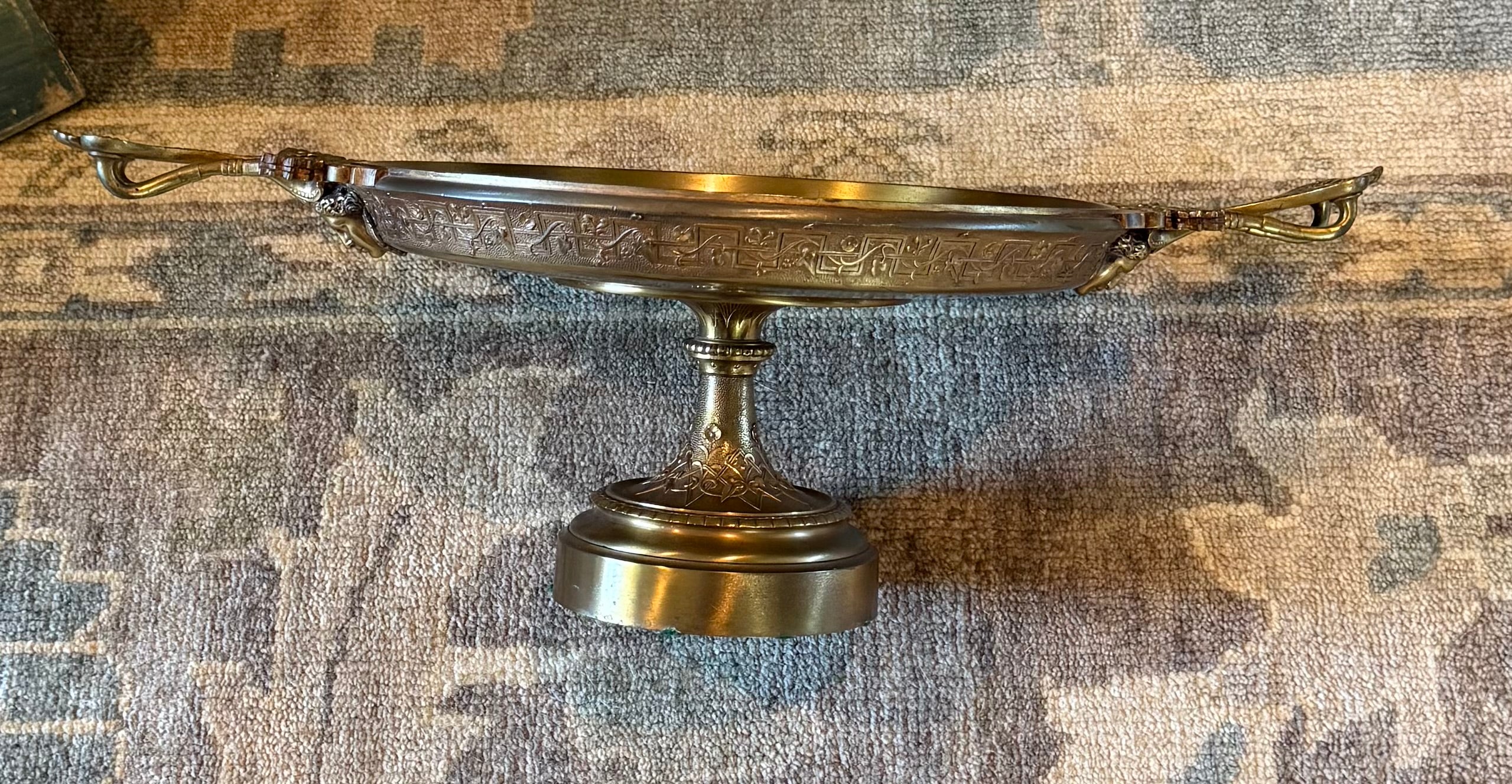 Antique French Brass Tazza — Empire Revival Apotheosis Medallion Late 19th Century