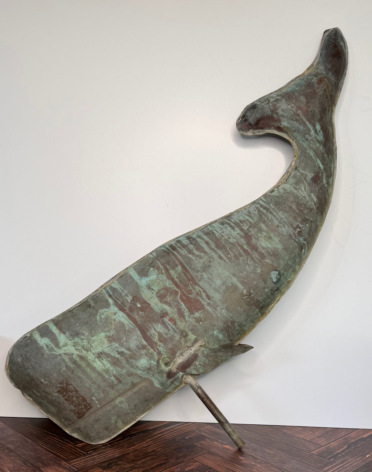 Antique American Copper Sperm Whale Weathervane | Full-Bodied Period Construction Original Verdigris Patina