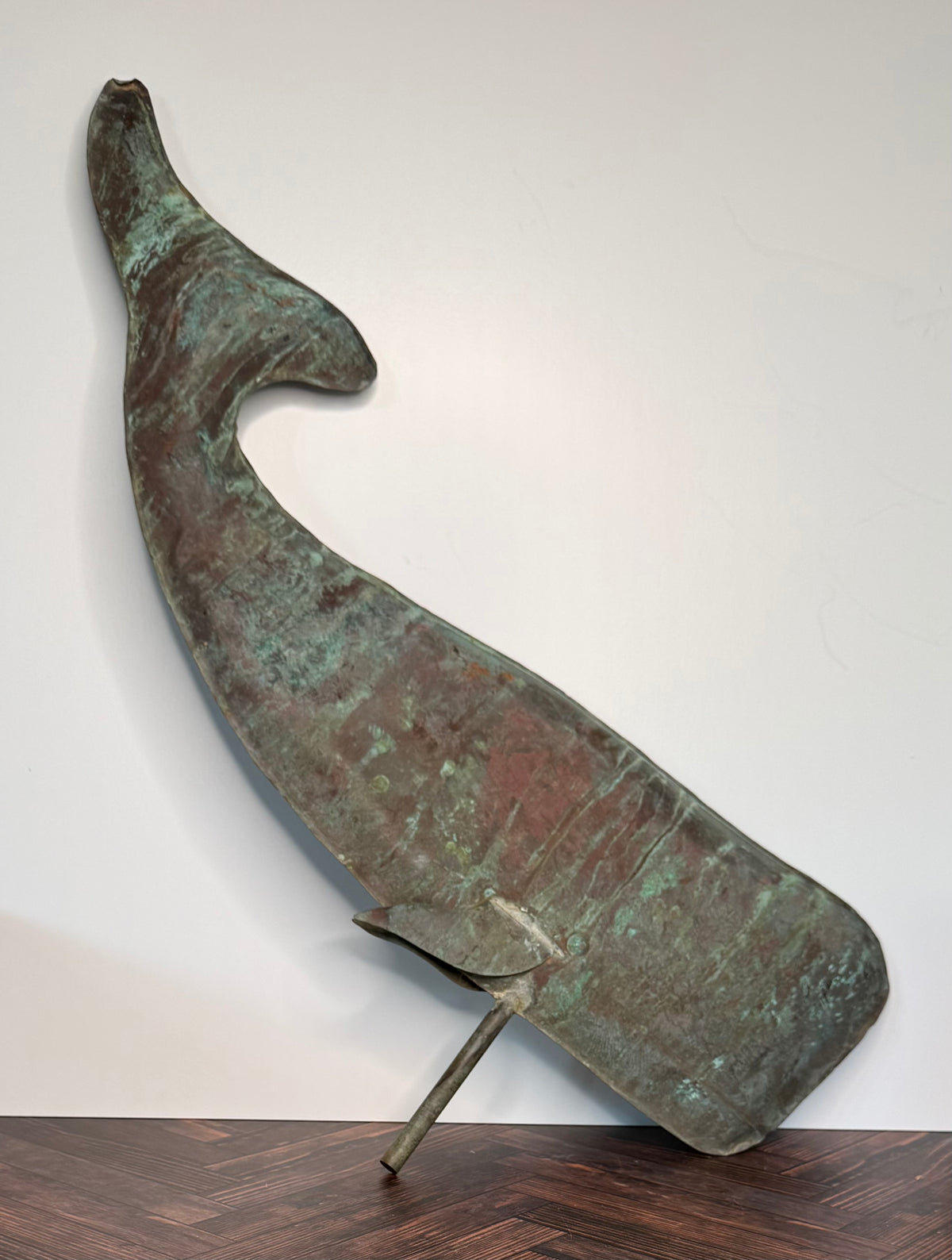 Antique American Copper Sperm Whale Weathervane | Full-Bodied Period Construction Original Verdigris Patina