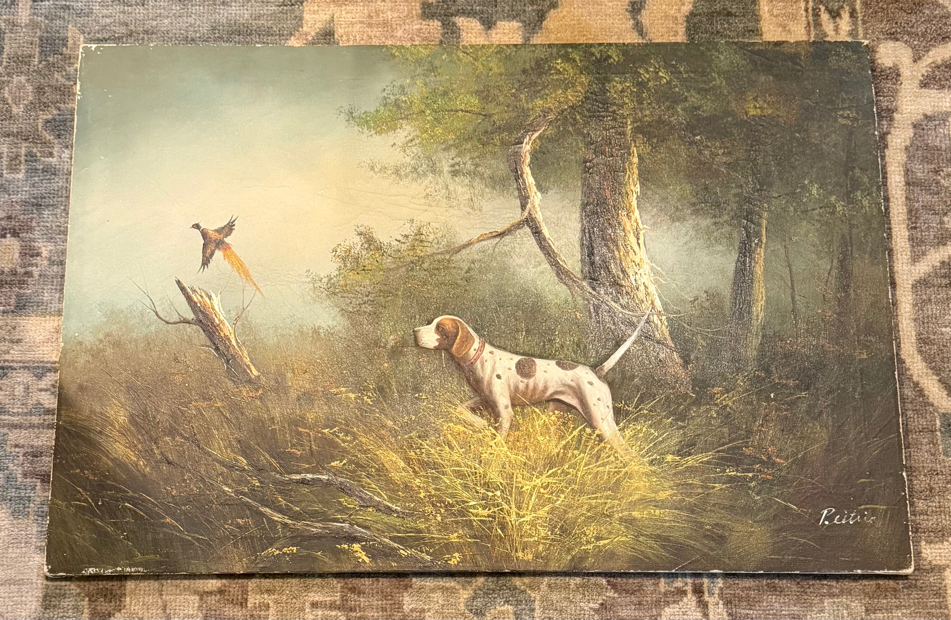 Sporting Oil, English Pointer & Pheasant, Signed P. Reitin