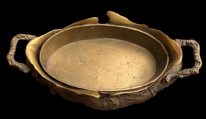 Antique Brass Repousse Jardiniere