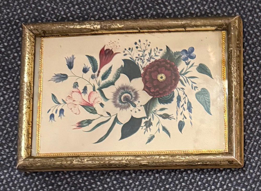 American Watercolor Theorem, Zinnia Passion Flower Bouquet, c. 1830-1860
