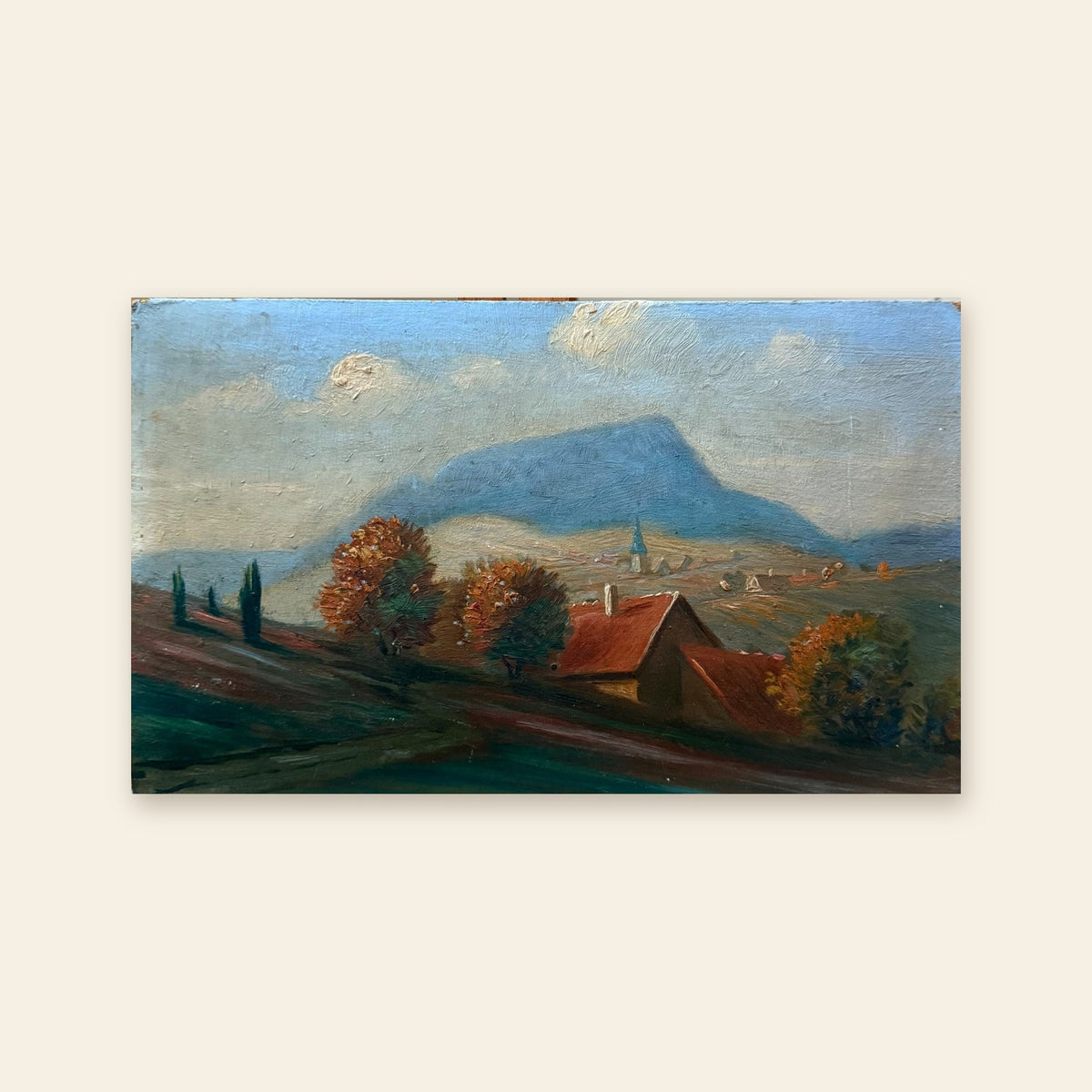 German oil landscape, Milseburg seen from Kleinsassen, Rhön