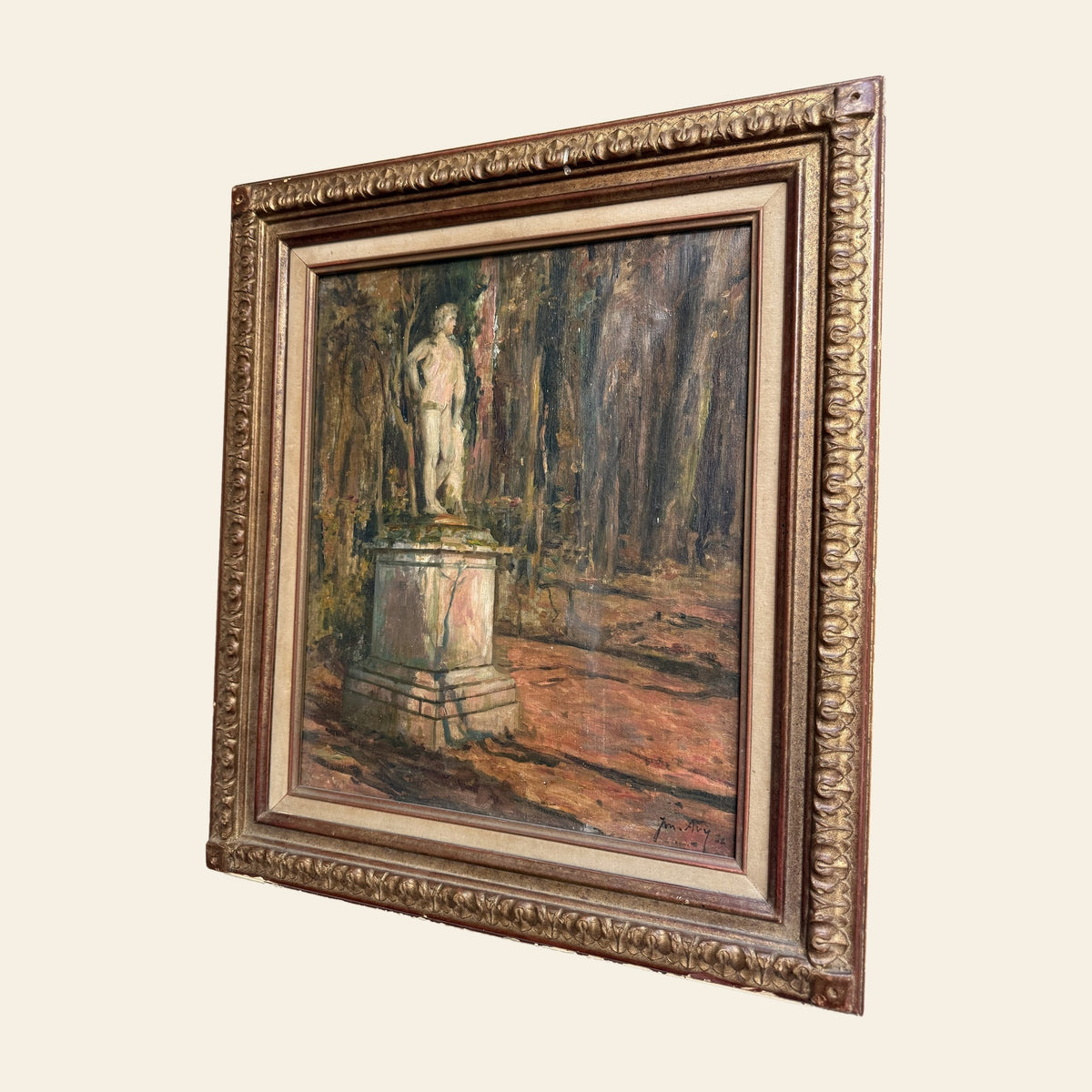 Joseph-Marius Avy "Garden Statue in Autumn Woodland," 1906