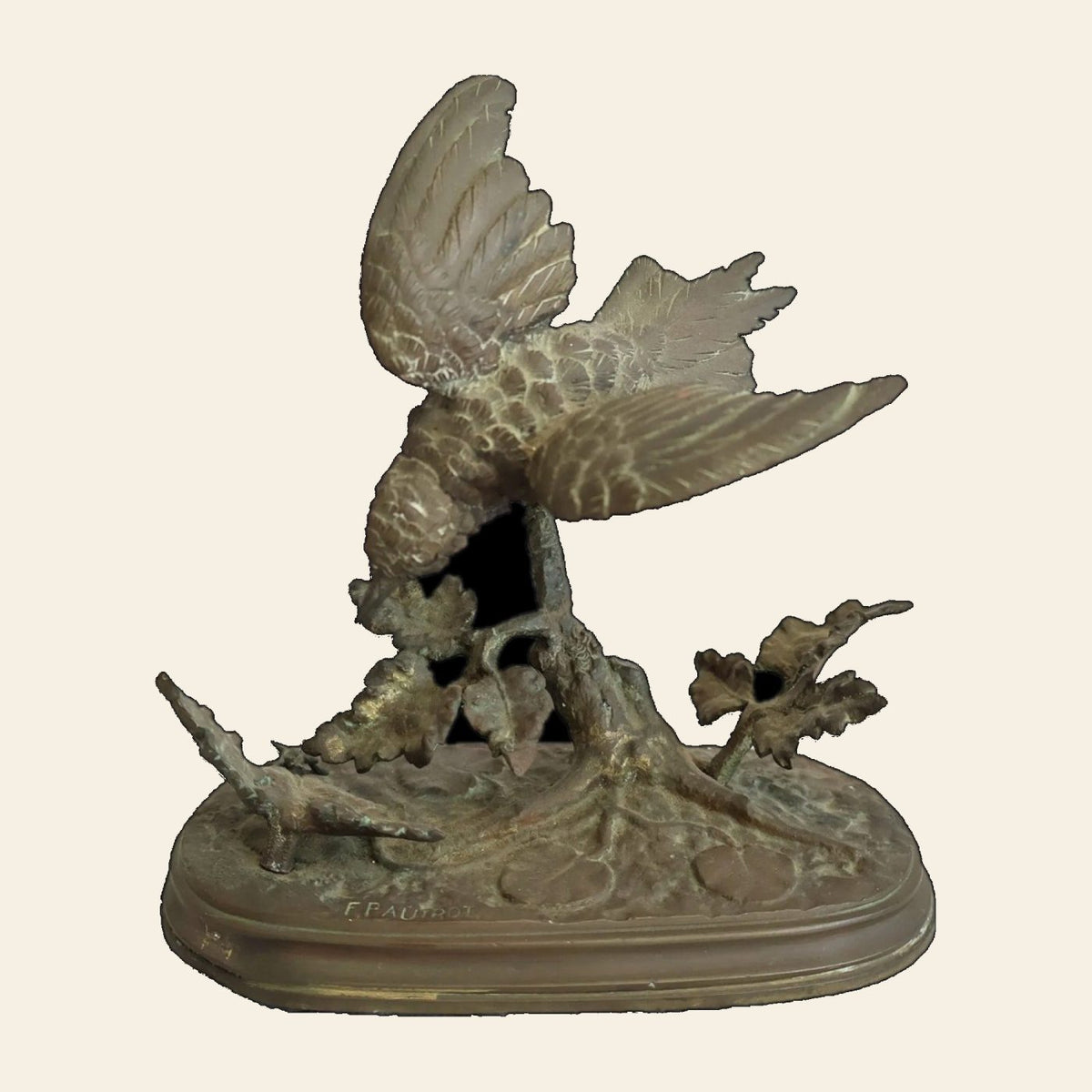 Ferdinand Pautrot, French Bronze Bird Sculpture, Signed F. Pautrot, Animalier, 19th c.