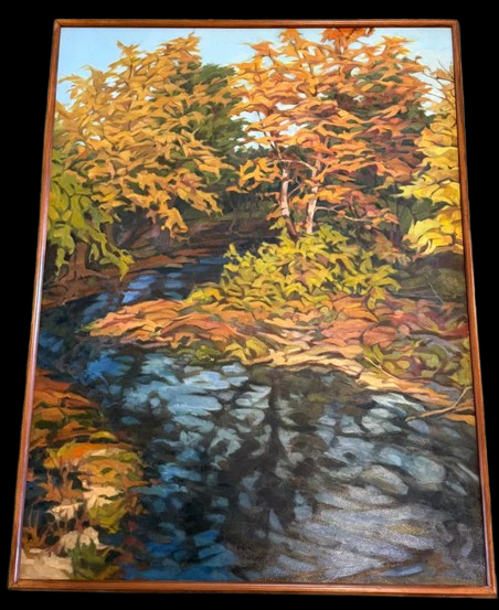 Carole Mallory Oil, Autumn River Landscape, American Impressionist
