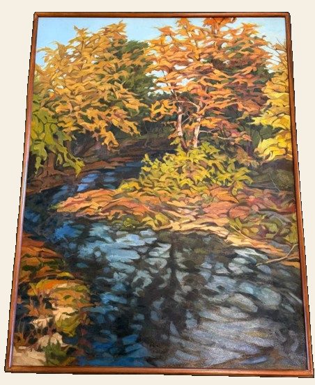 Carole Mallory Oil, Autumn River Landscape, American Impressionist