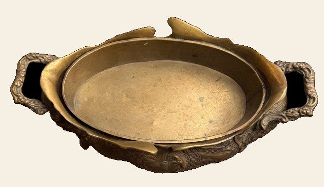 Antique Brass Repousse Jardiniere