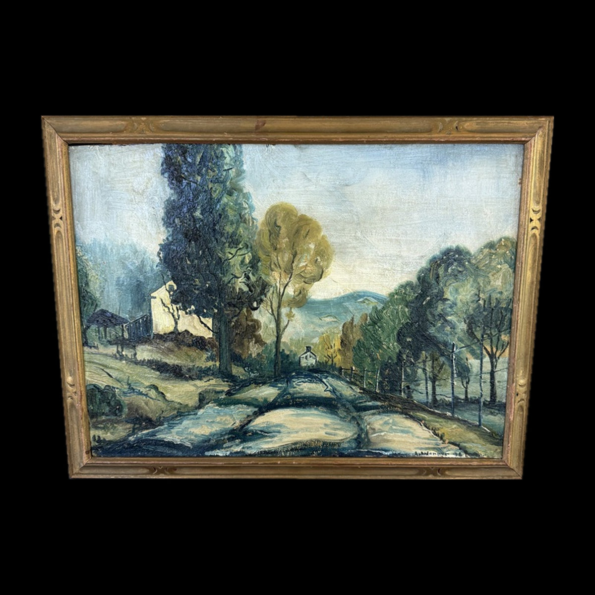 L.J. Wenner Pennsylvania Landscape Oil, "Clay Road," Signed 1942