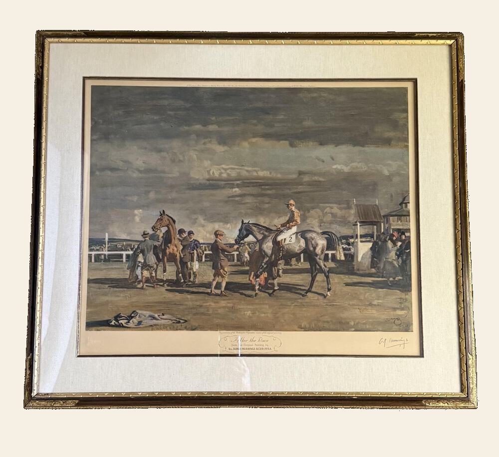 Sir Alfred Munnings, After the Race, Pencil Signed Frost & Reed Chromolithograph