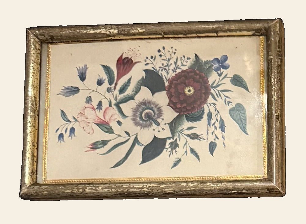 American Watercolor Theorem, Zinnia Passion Flower Bouquet, c. 1830-1860